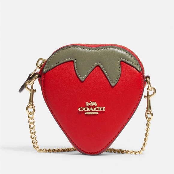 Coach Handbags - 🍓 NWT COACH  Strawberry Coin Case Chain Crossbody CI182